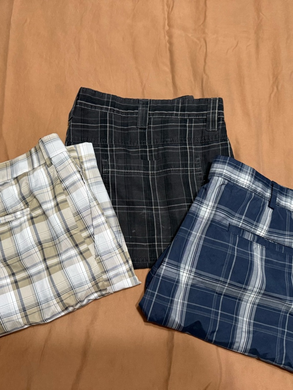 Hogan Men's Plaid Shorts Trio - Navy, Black, Tan